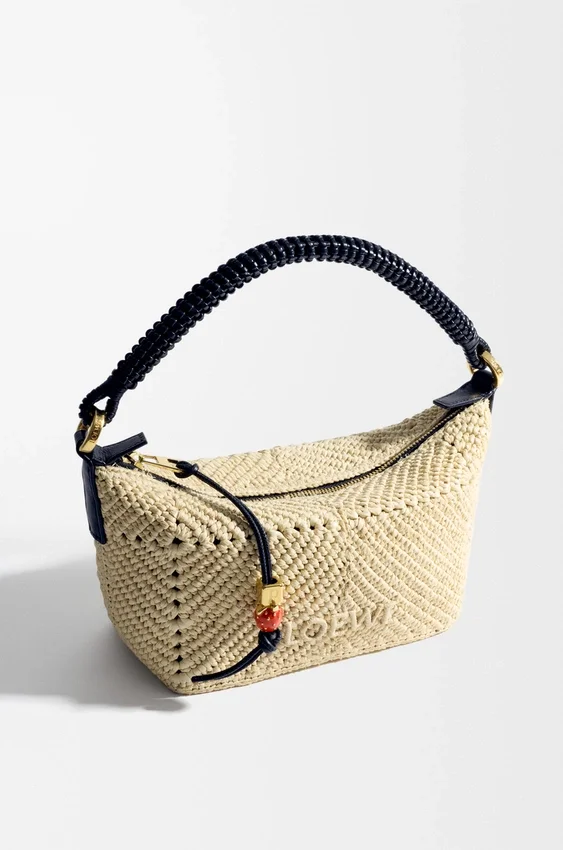 Cala Mini Bag in Classic Calfskin and Raffia Cala Mini Bag in Classic Calfskin and Raffia