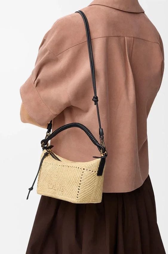 Cala Mini Bag in Classic Calfskin and Raffia Cala Mini Bag in Classic Calfskin and Raffia