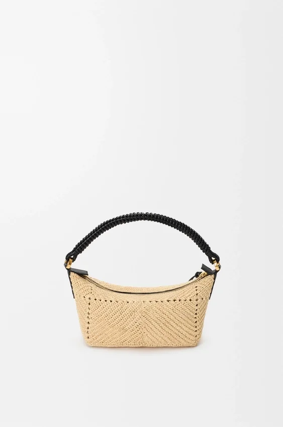 Cala Mini Bag in Classic Calfskin and Raffia Cala Mini Bag in Classic Calfskin and Raffia