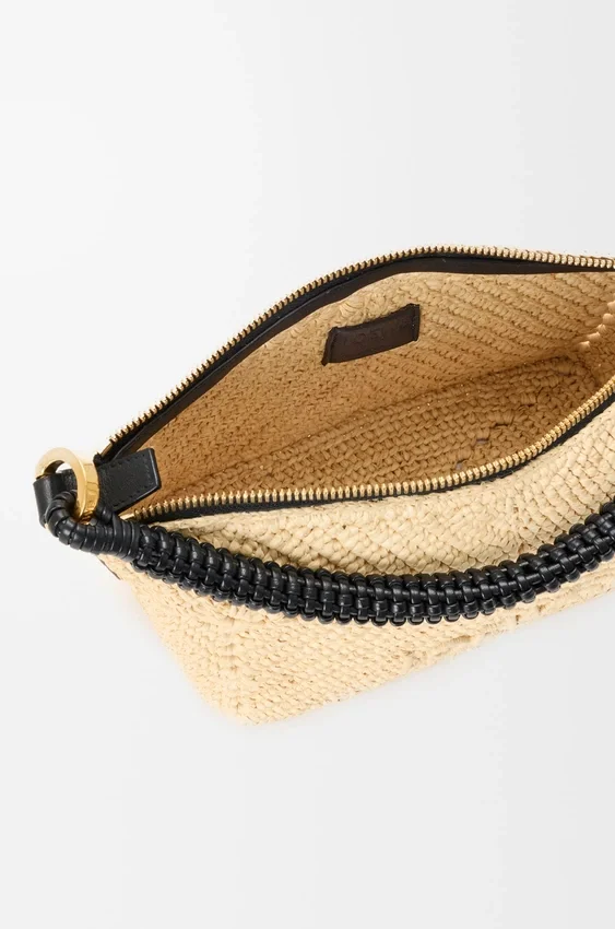 Cala Mini Bag in Classic Calfskin and Raffia Cala Mini Bag in Classic Calfskin and Raffia