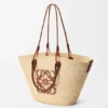 Medium Anagram Basket Bag in Iraca Palm and Calfskin