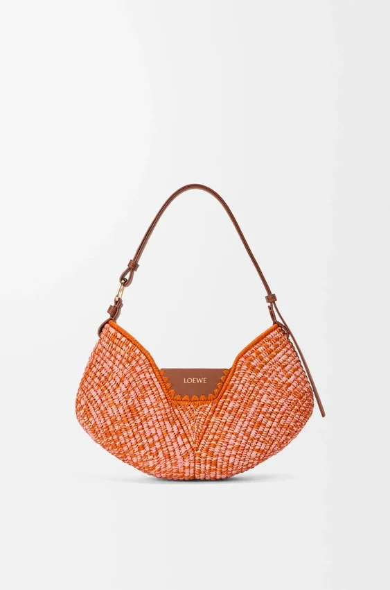 Medium Loewe Swing Bag in Raffia and Calfskin Medium Loewe Swing Bag in Raffia and Calfskin