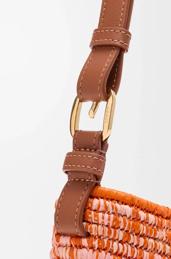 Medium Loewe Swing Bag in Raffia and Calfskin Medium Loewe Swing Bag in Raffia and Calfskin