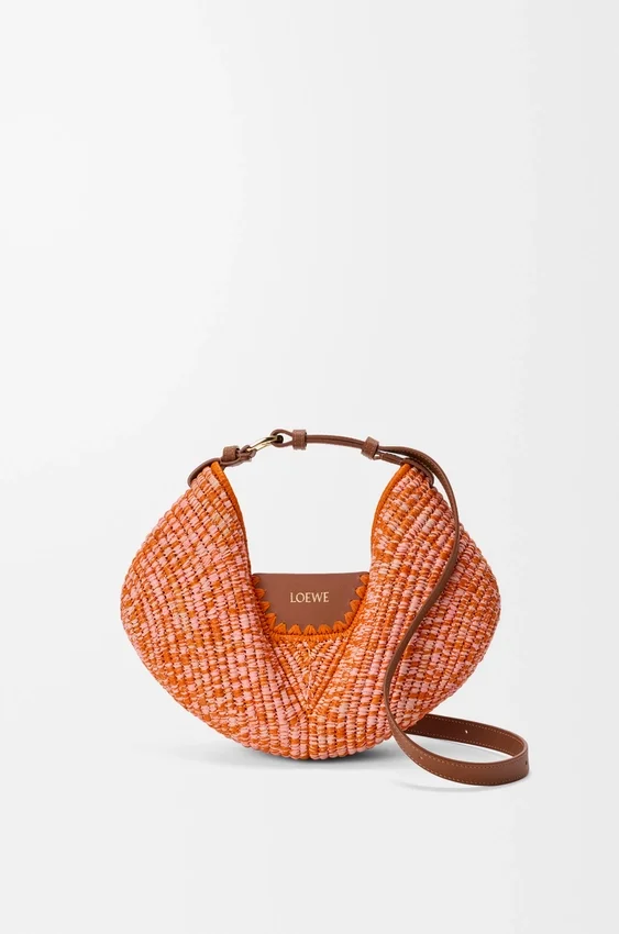 Medium Loewe Swing Bag in Raffia and Calfskin Medium Loewe Swing Bag in Raffia and Calfskin