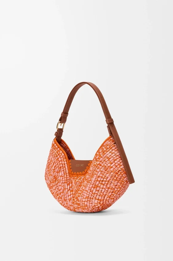 Medium Loewe Swing Bag in Raffia and Calfskin Medium Loewe Swing Bag in Raffia and Calfskin
