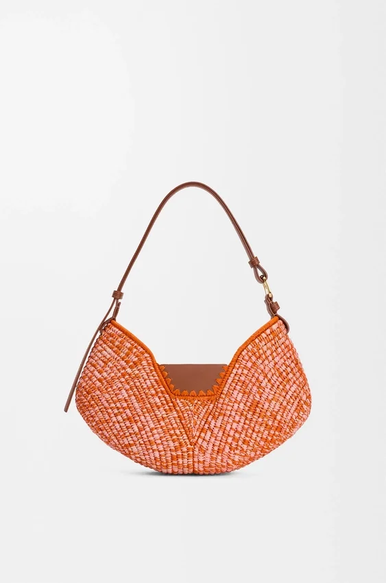Medium Loewe Swing Bag in Raffia and Calfskin Medium Loewe Swing Bag in Raffia and Calfskin