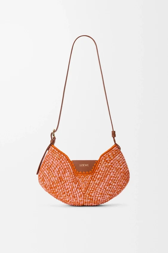 Medium Loewe Swing Bag in Raffia and Calfskin Medium Loewe Swing Bag in Raffia and Calfskin