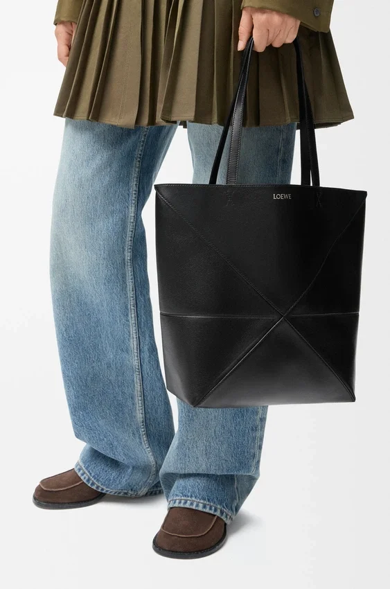 Medium Puzzle Fold Tote in Shiny Calfskin Medium Puzzle Fold Tote in Shiny Calfskin