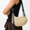 Mini Punch Hole Hobo in Raffia and Calfskin