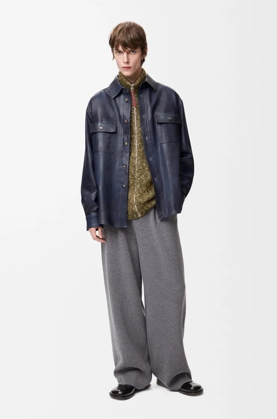 Overshirt in Nappa Lambskin and Cotton Overshirt in Nappa Lambskin and Cotton