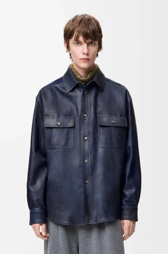 Overshirt in Nappa Lambskin and Cotton Overshirt in Nappa Lambskin and Cotton