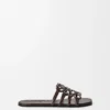 Petal Anagram Slide in Croc-Embossed Calfskin