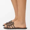 Petal Anagram Slide in Croc-Embossed Calfskin