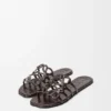 Petal Anagram Slide in Croc-Embossed Calfskin