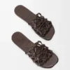 Petal Anagram Slide in Croc-Embossed Calfskin