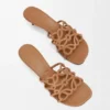 Petal Anagram Slide in Soft Calfskin