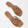 Petal Anagram Slide in Soft Calfskin