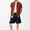 Pleated Shorts in Cotton and Linen