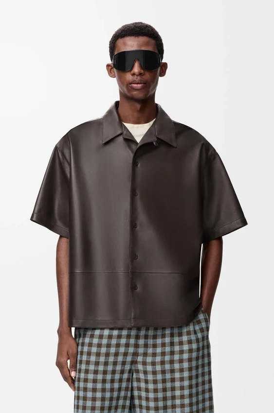 Short Sleeve Shirt in Nappa Lambskin Short Sleeve Shirt in Nappa Lambskin