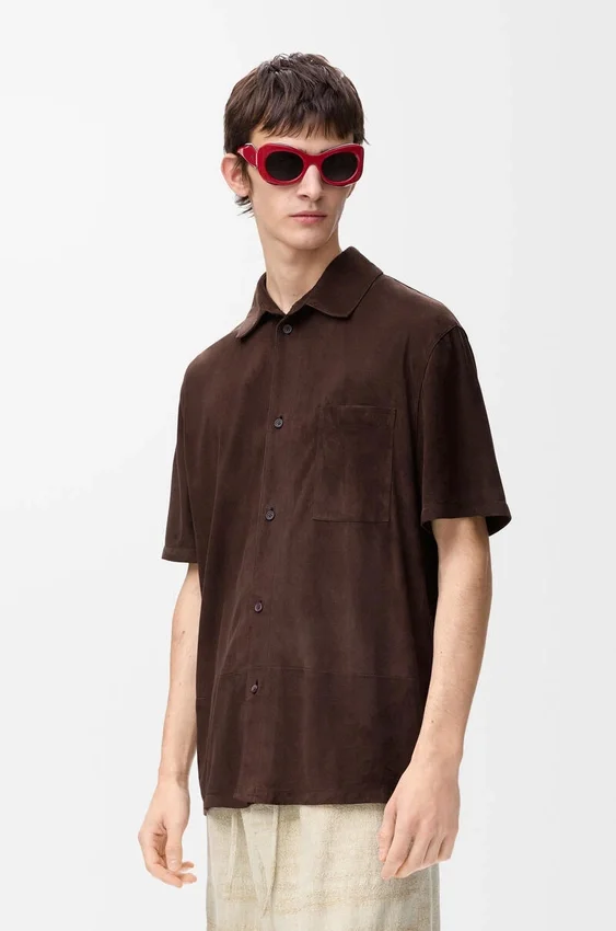 Short Sleeve Shirt in Suede Goatskin Short Sleeve Shirt in Suede Goatskin