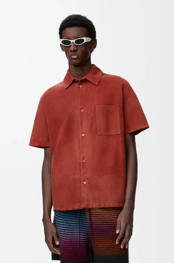 Short Sleeve Shirt in Suede Goatskin Short Sleeve Shirt in Suede Goatskin