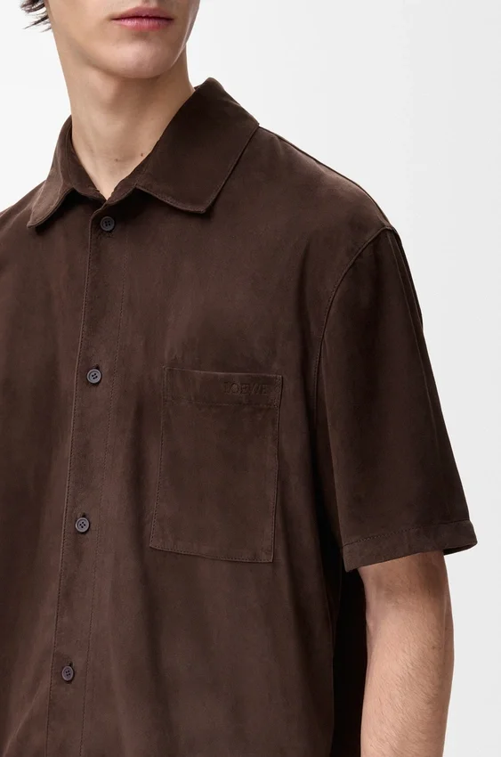 Short Sleeve Shirt in Suede Goatskin Short Sleeve Shirt in Suede Goatskin