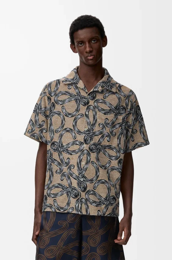 Short Sleeve Shirt in Terry Cotton Jacquard Short Sleeve Shirt in Terry Cotton Jacquard