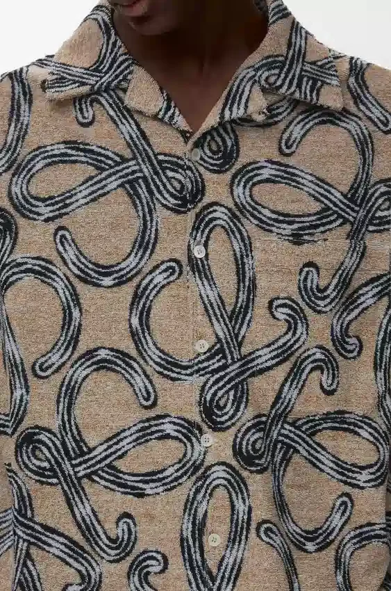 Short Sleeve Shirt in Terry Cotton Jacquard Short Sleeve Shirt in Terry Cotton Jacquard