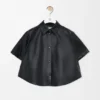Short Sleeve Trapeze Shirt in Nappa Lambskin