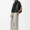 Short Sleeve Trapeze Shirt in Nappa Lambskin
