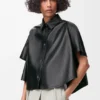 Short Sleeve Trapeze Shirt in Nappa Lambskin