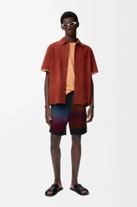 Short Sleeve Shirt in Suede Goatskin