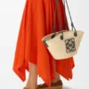 Small Anagram Basket Bag in Iraca Palm and Calfskin