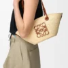 Small Anagram Basket Bag in Iraca Palm and Calfskin
