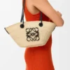 Small Anagram Basket Bag in Iraca Palm and Calfskin