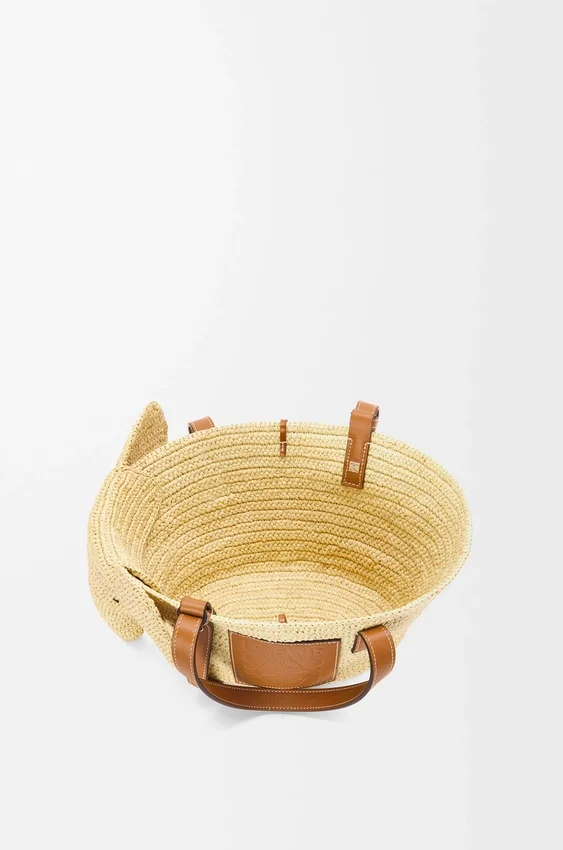 Small Elephant Basket in Raffia and Calfskin Small Elephant Basket in Raffia and Calfskin