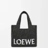 Small Loewe Font Tote in Raffia
