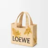 Small Loewe Font Tote in Raffia