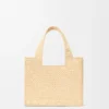 Small Loewe Font Tote in Raffia
