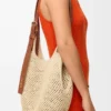 Small Punch Hole Hobo in Raffia and Calfskin