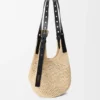 Small Punch Hole Hobo in Raffia and Calfskin