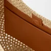 Small Punch Hole Hobo in Raffia and Calfskin