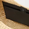 Small Punch Hole Hobo in Raffia and Calfskin