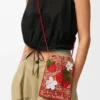 Strawberry Drawstring Pocket in Classic Calfskin and Raffia