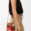 Strawberry Drawstring Pocket in Classic Calfskin and Raffia