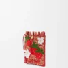 Strawberry Drawstring Pocket in Classic Calfskin and Raffia