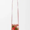 Strawberry Drawstring Pocket in Classic Calfskin and Raffia