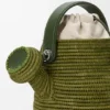 Watering Can Bag in Raffia and Calfskin