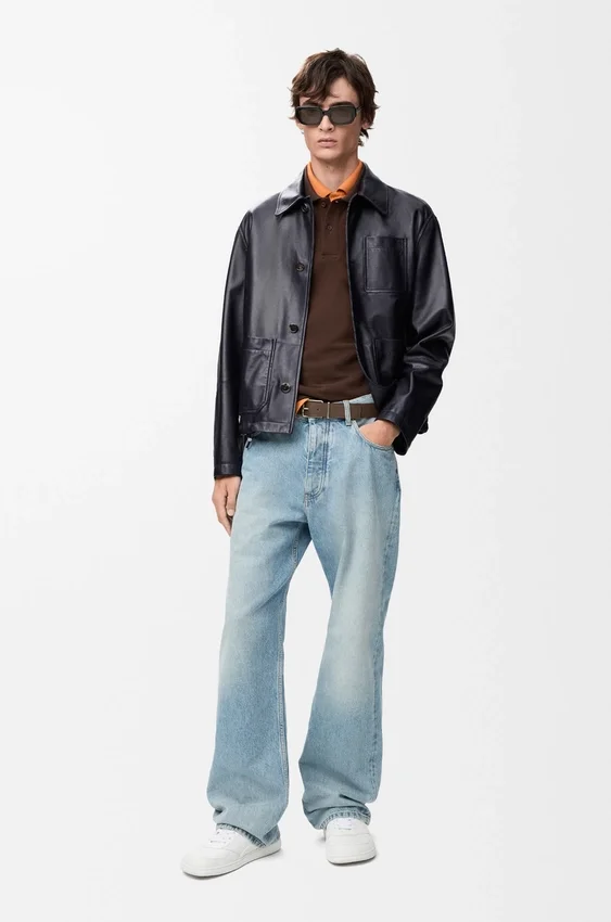 Workwear Jacket in Nappa Lambskin and Nylon Workwear Jacket in Nappa Lambskin and Nylon